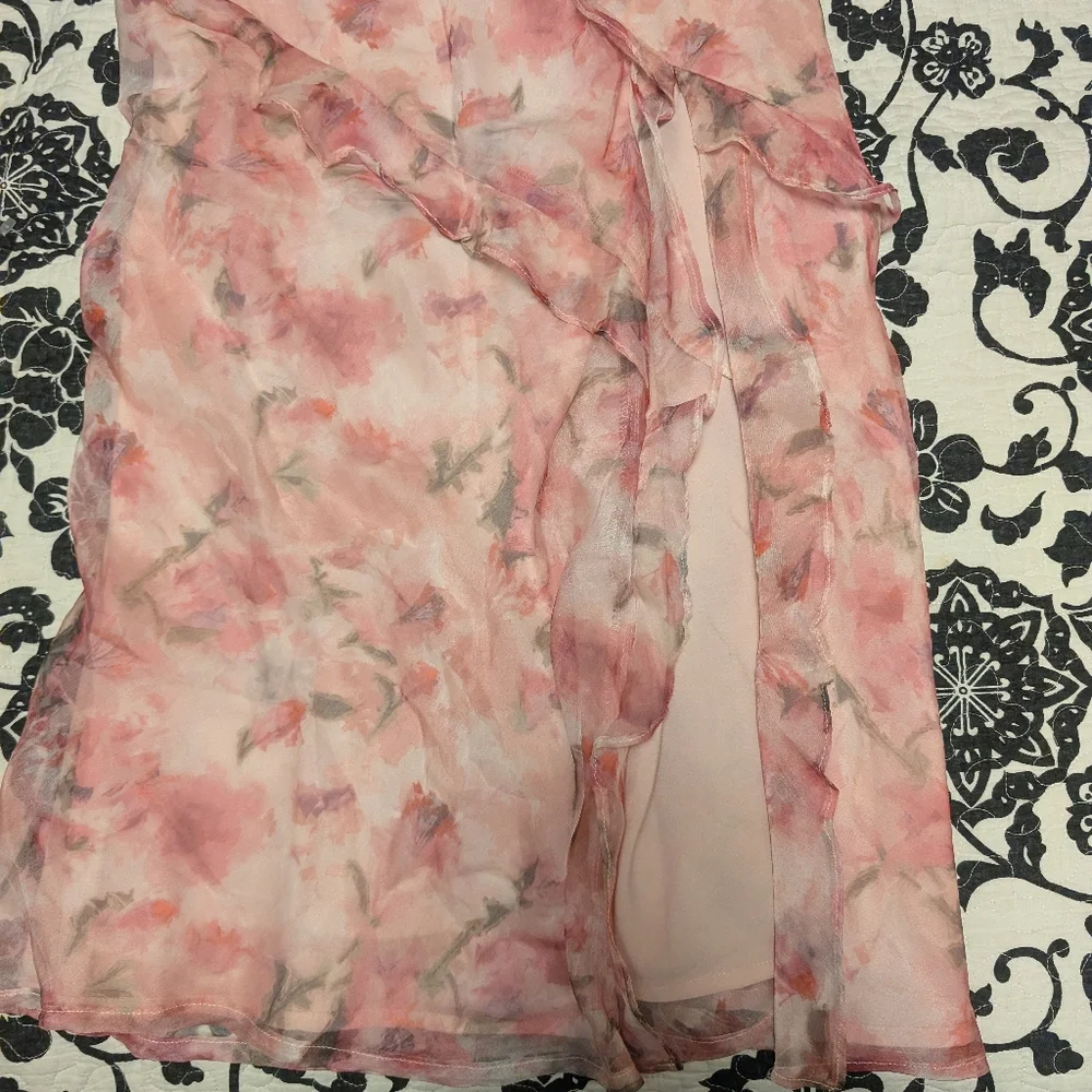 Lulu's Pink Floral Ruffled Slip Dress - Picture 5 of 13